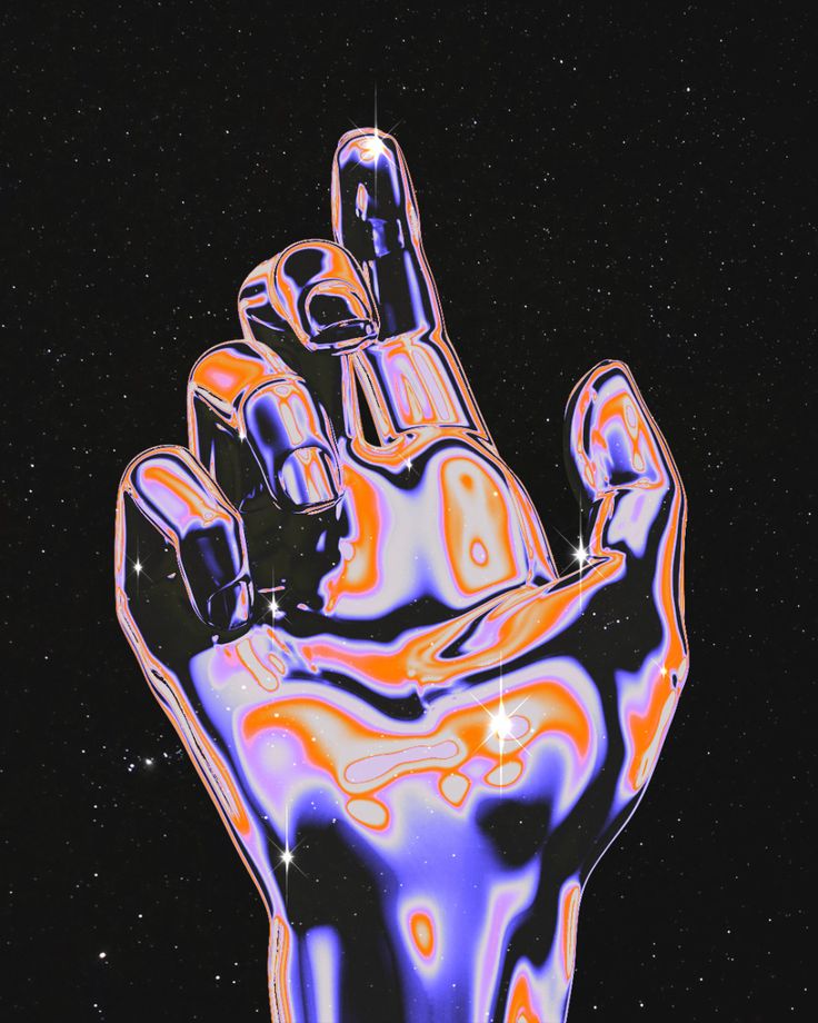 Liquid chrome cybernetic hand